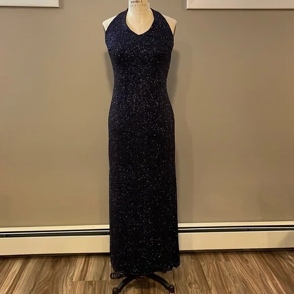 Glitter tank halter dark purple cocktail dress - handmade, beautiful! - Picture 1 of 7